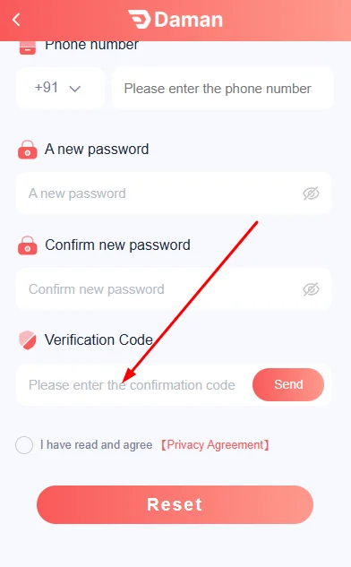 type the verification code